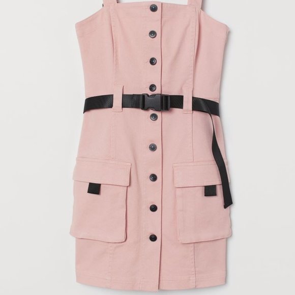 white christmas dresses Denim dungaree dress PINK main image 0